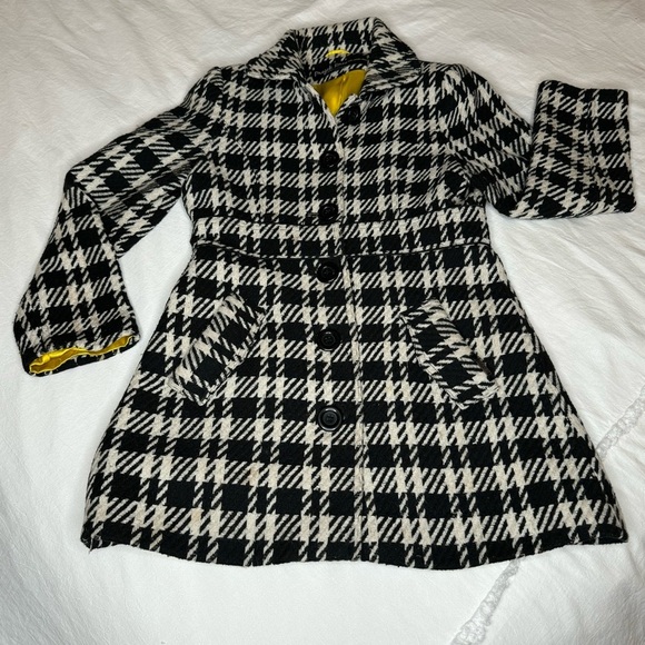 Vintage Designer Peacoat Houndstooth 3/4 Length Wool Designer Project Raw Medium - Picture 12 of 12